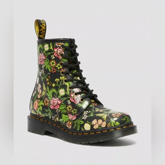 New Dr Martens 1460 WOMEN'S FLORAL BLOOM LEATHER LACE UP BOOTS Size 7 - Picture 2 of 9
